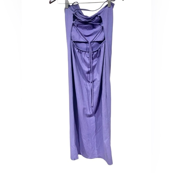 Zara Midi Length Strappy Back Drape Neck Purple Dress Back Tie Date Night Size M - Picture 4 of 12